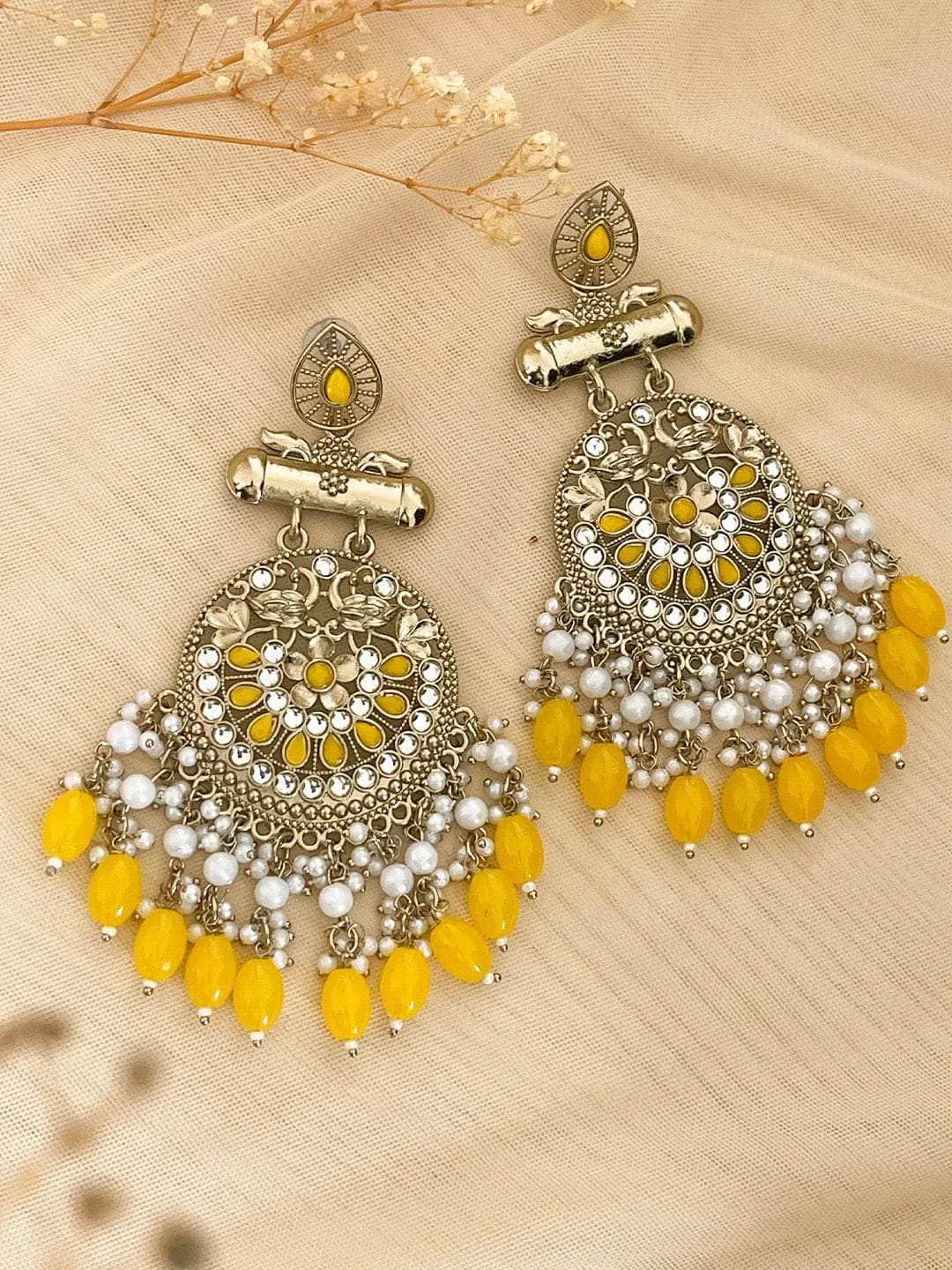 Kundan Long Designer Chandbali Earrings