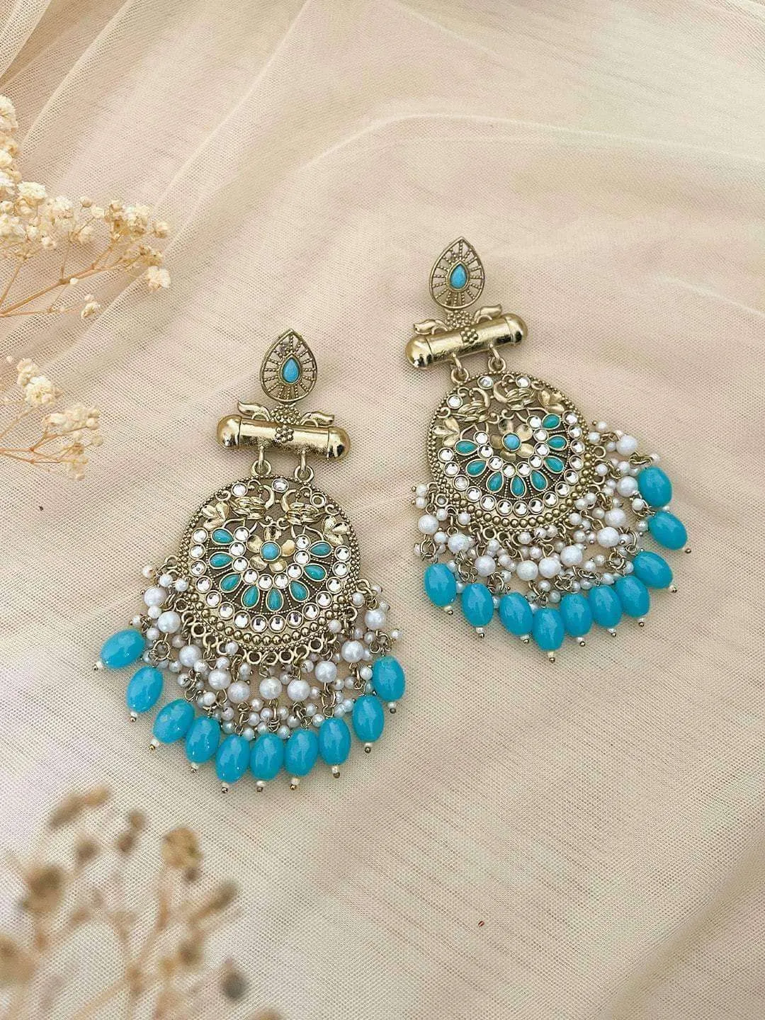 Kundan Long Designer Chandbali Earrings