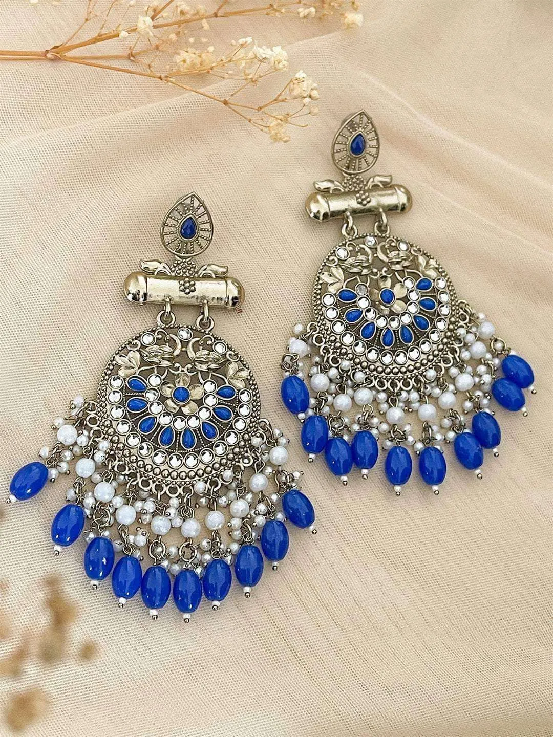 Kundan Long Designer Chandbali Earrings