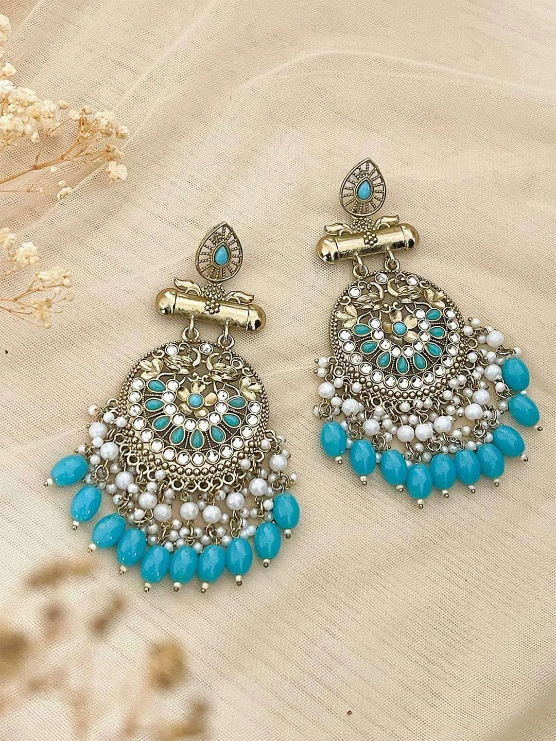 Kundan Long Designer Chandbali Earrings