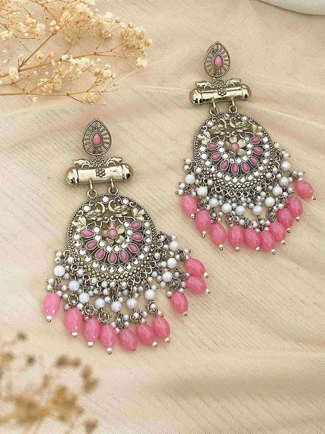 Kundan Long Designer Chandbali Earrings