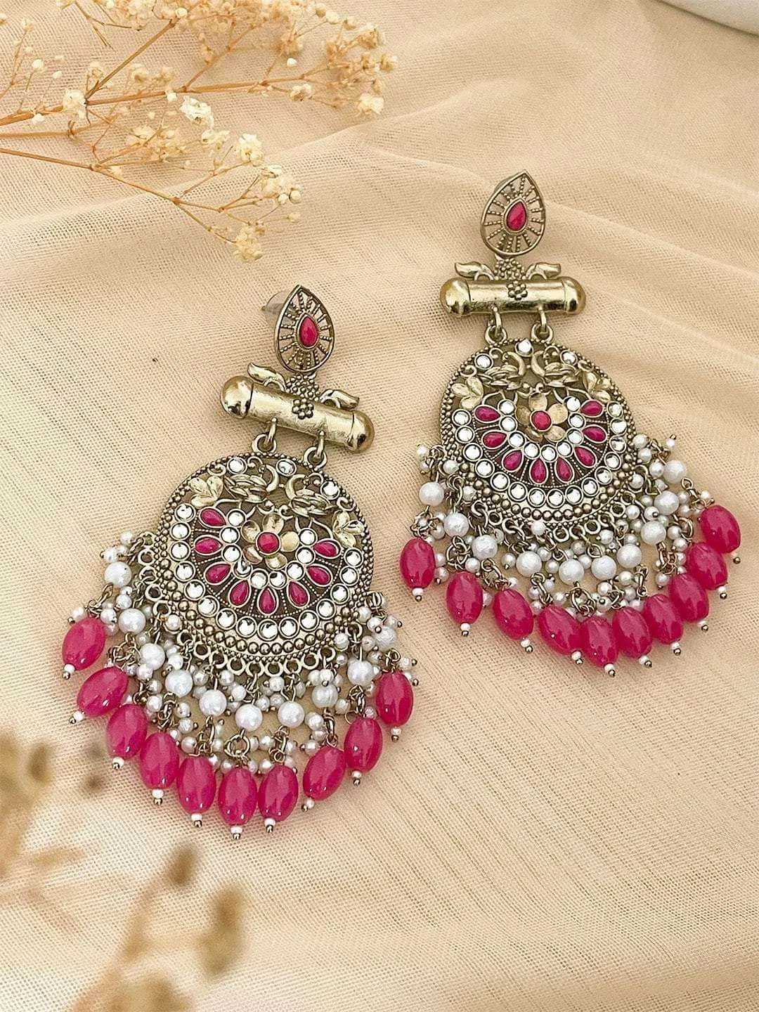 Kundan Long Designer Chandbali Earrings