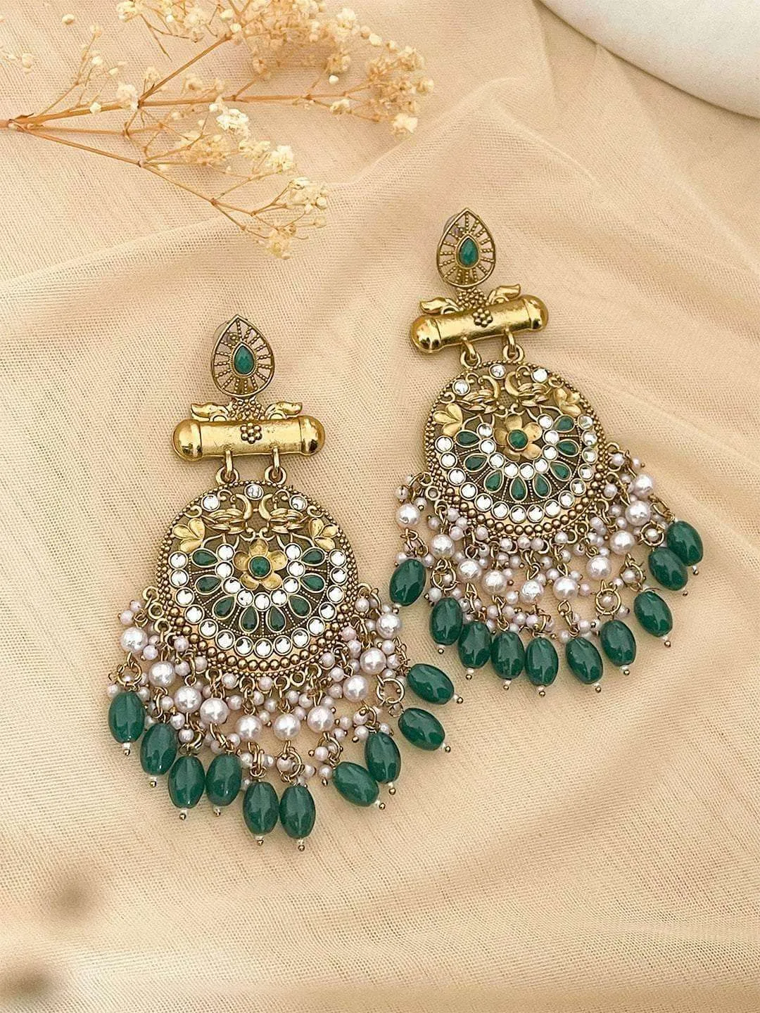 Kundan Long Designer Chandbali Earrings