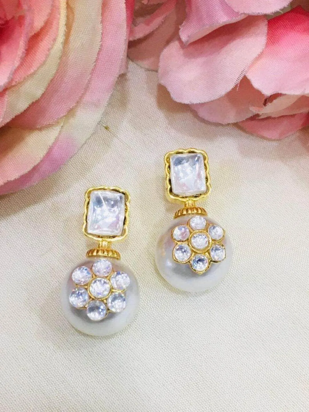 Kundan Pearl Drop Earring