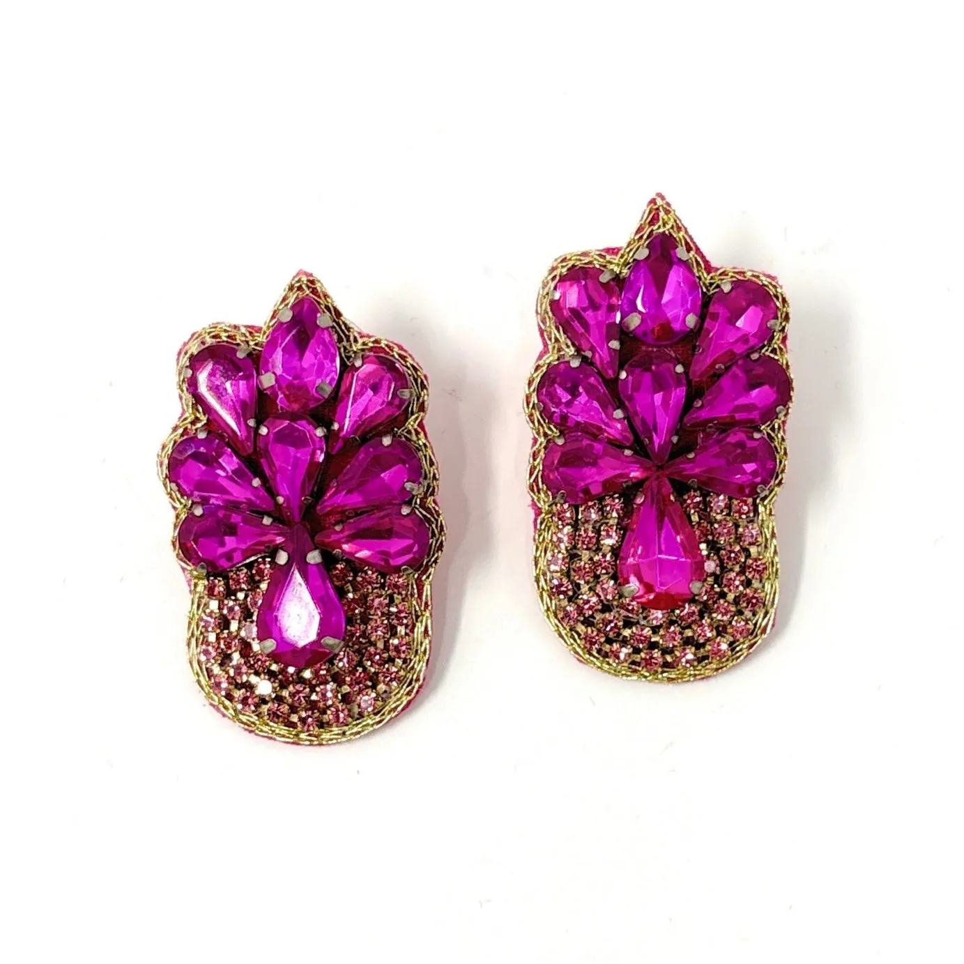 Leslie Fuchsia Jeweled Earrings