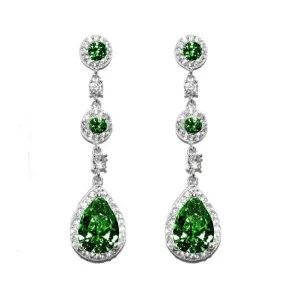 Lina Emerald Dangle Pear Drop Earrings | 38mm