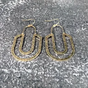 Long Oval Hammered Metal Geometric Earrings (GOLD OR SILVER)