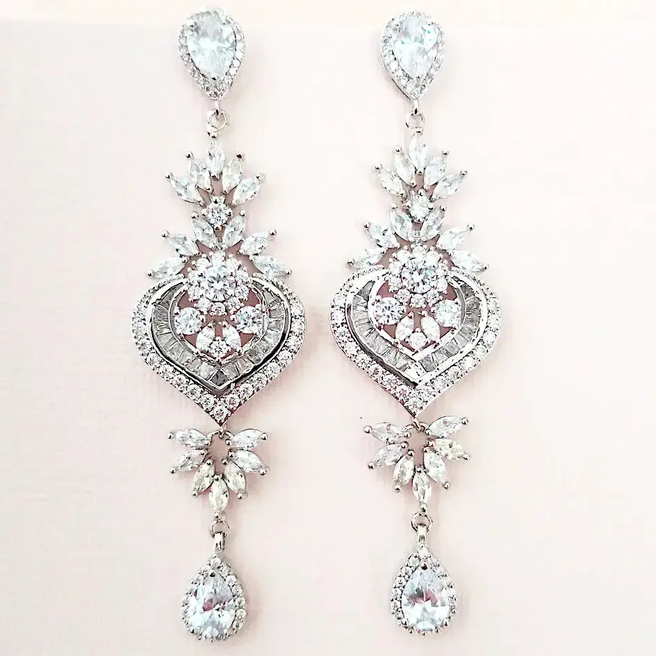 Long Statement CZ Earrings