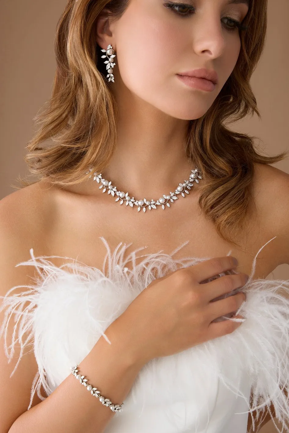 LOULA Simulated Diamond and Pearl Jewelry Set