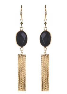 Magnetite Gemstone Tassel Earrings by Rosie Fox