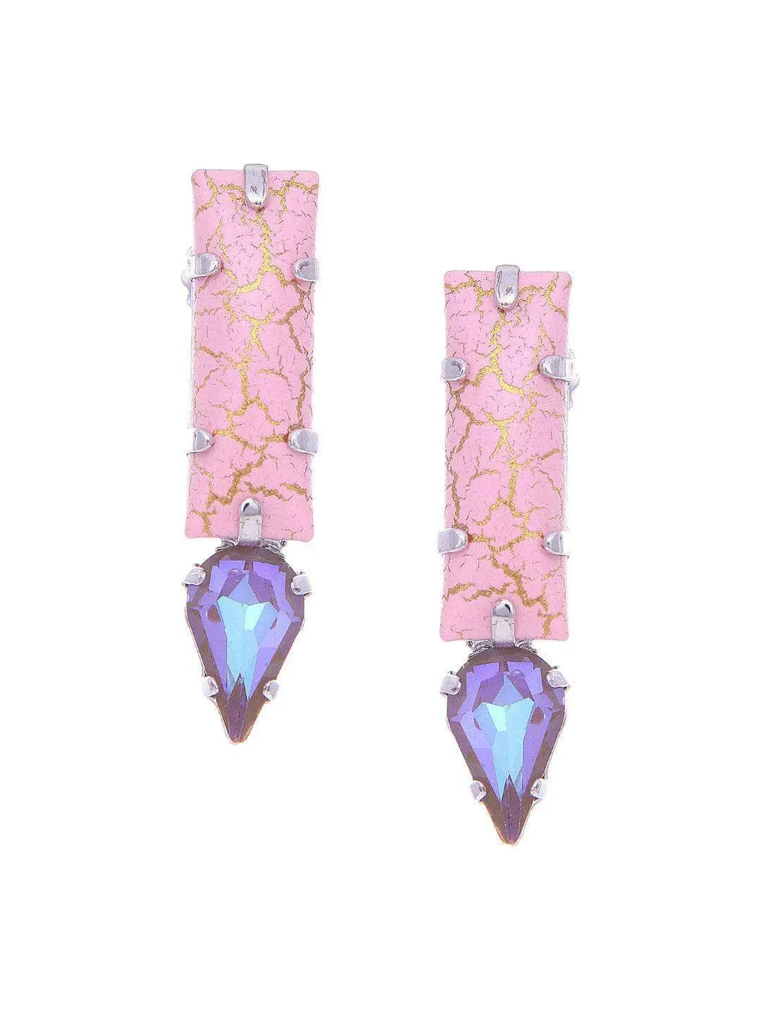 Marble Crystal Drop Earrings Pink