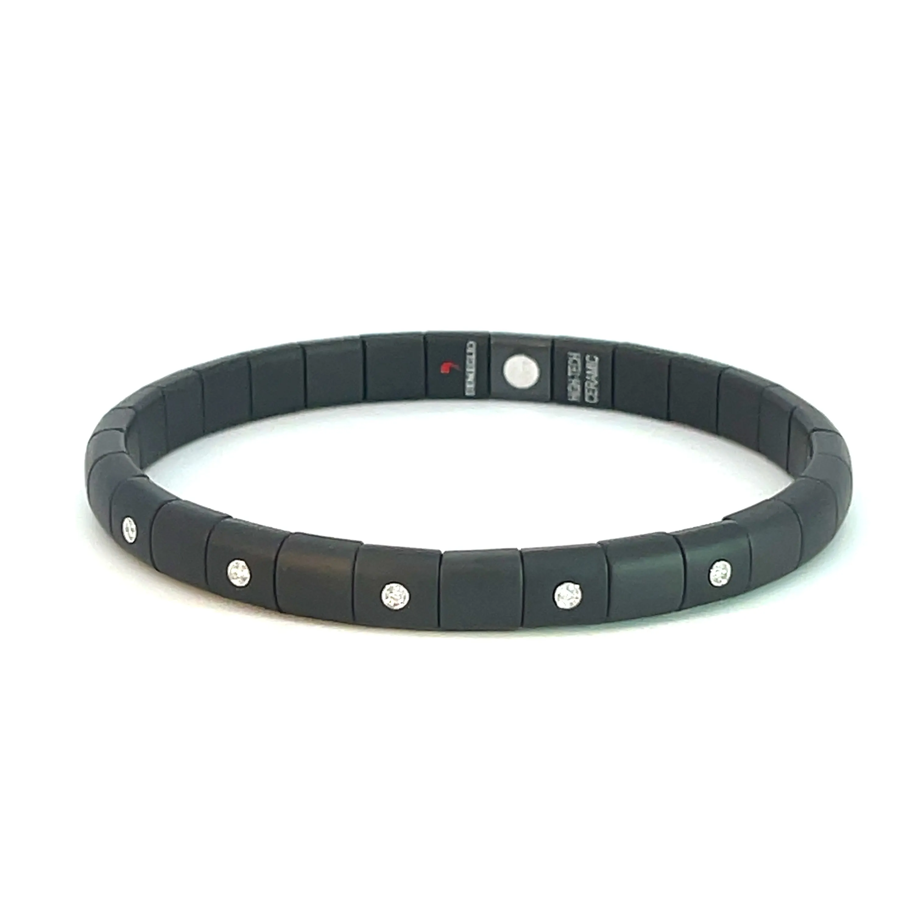 Matte Black Ceramic and Diamond Stretch Bracelet