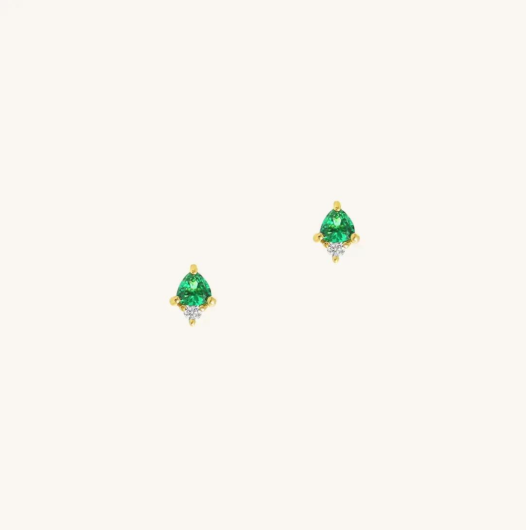 May Emerald Birthstone Studs