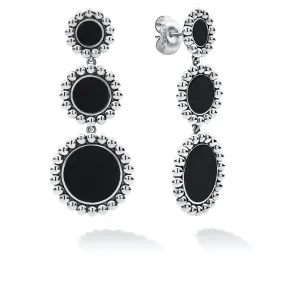 Maya Three Onyx Circle Drop Earrings