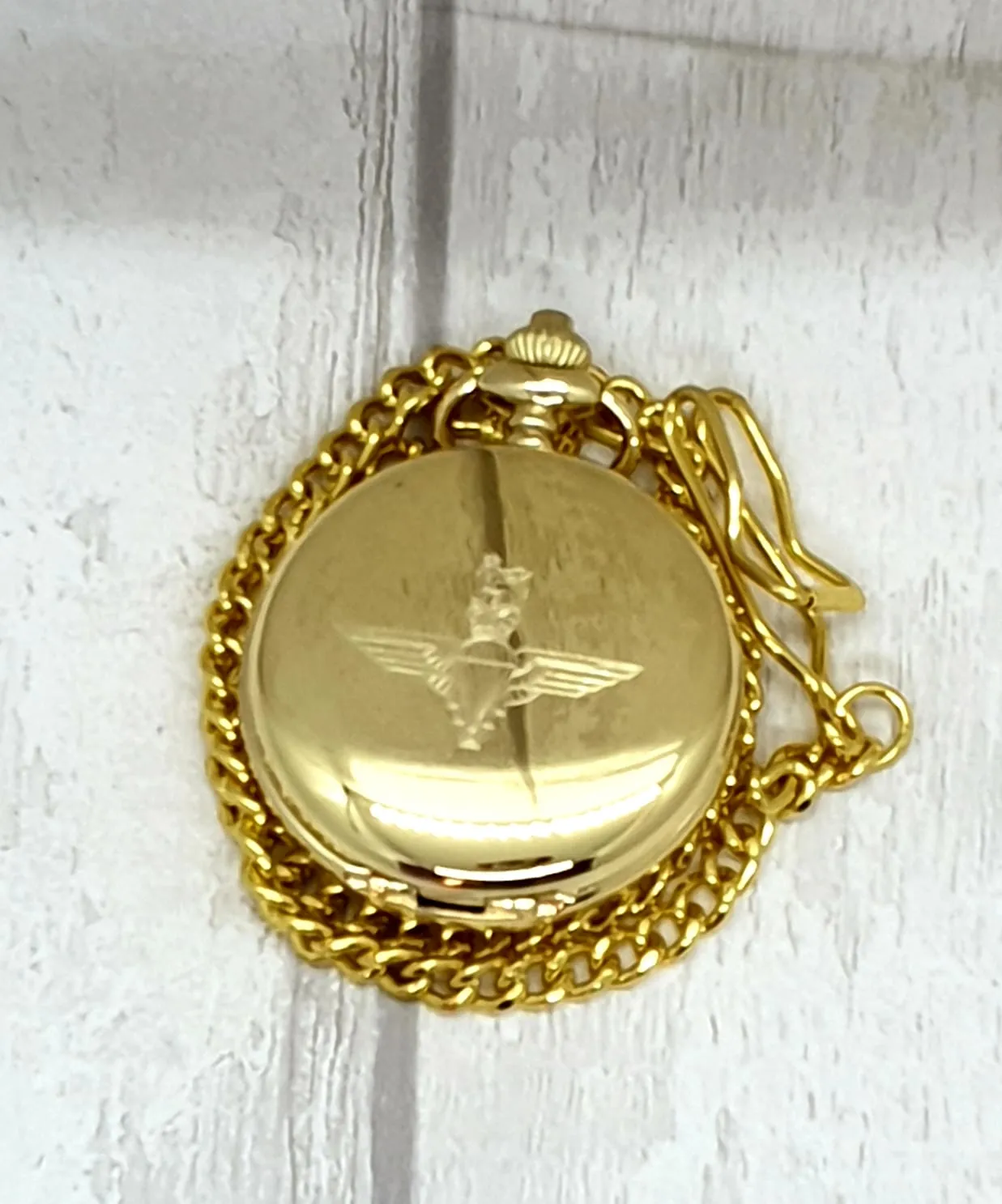 Mechanical Double Half Hunter Gold Plated Pocket Watch