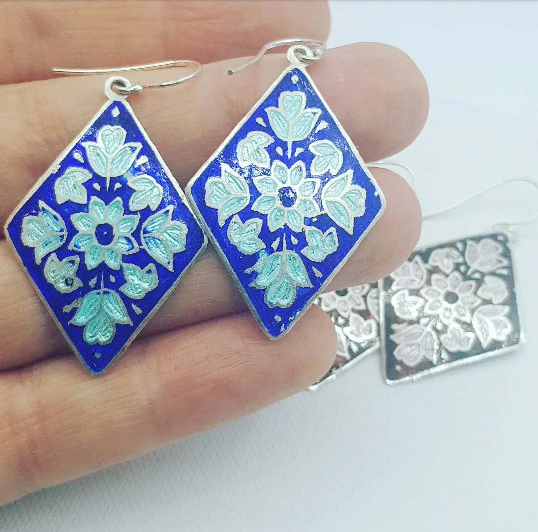 Meenakari enamel drop earrings