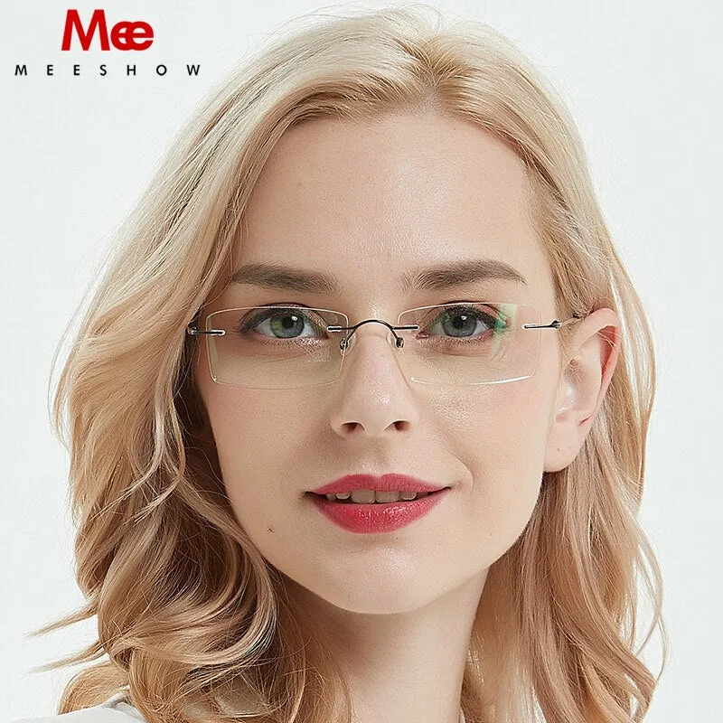 Meeshow Unisex RImless Square Titanium Alloy Reading Glasses 8508