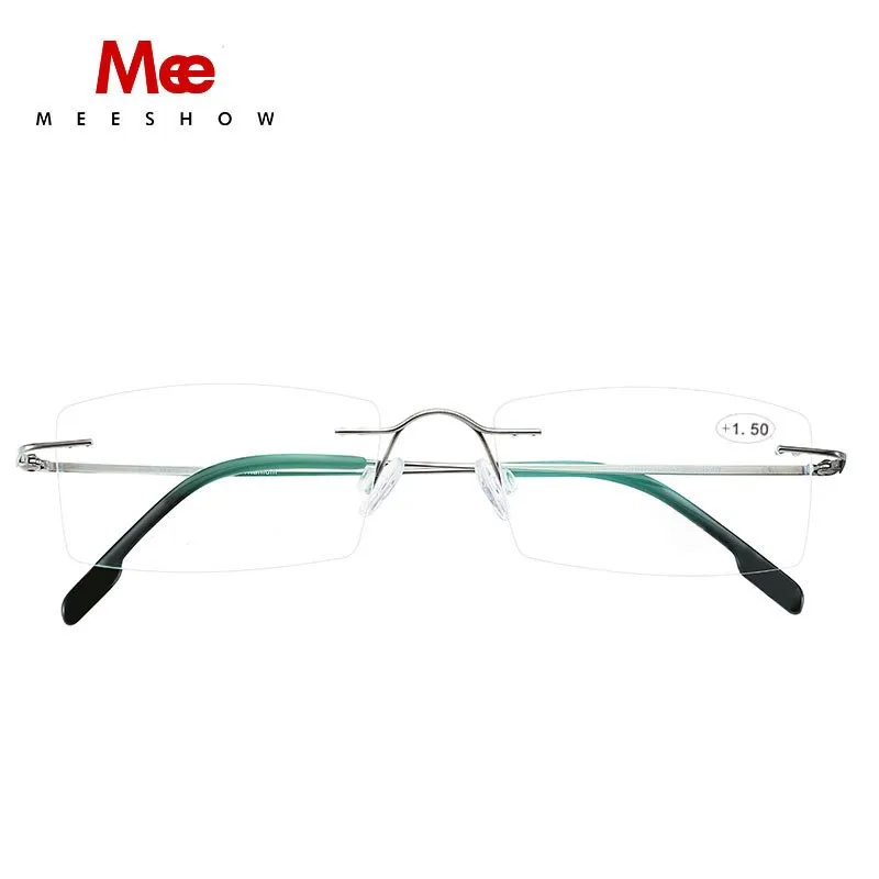 Meeshow Unisex RImless Square Titanium Alloy Reading Glasses 8508