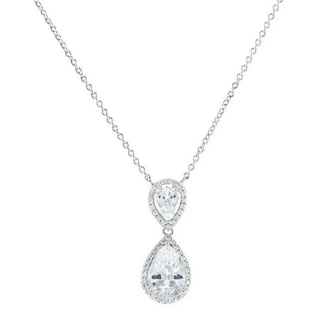 Melba Clear Pear Drop Halo Pendant | 25mm