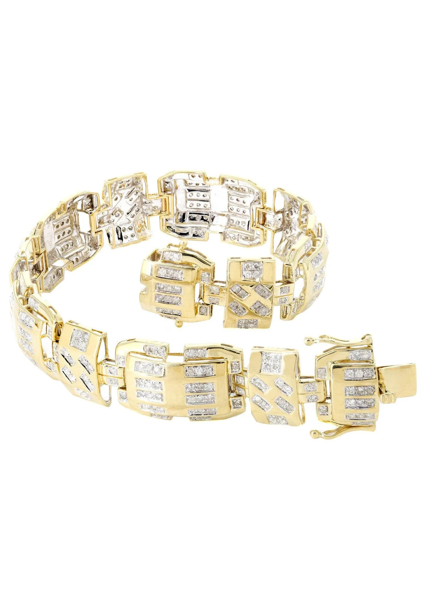 Mens Diamond Bracelet Yellow Gold| 3.48 Carats| 33.67 Grams