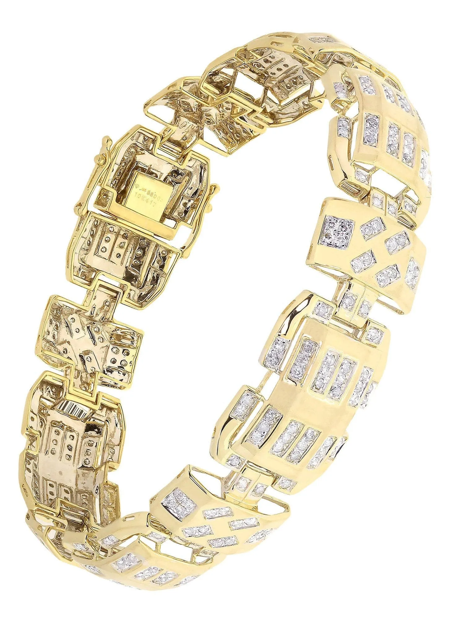 Mens Diamond Bracelet Yellow Gold| 3.48 Carats| 33.67 Grams