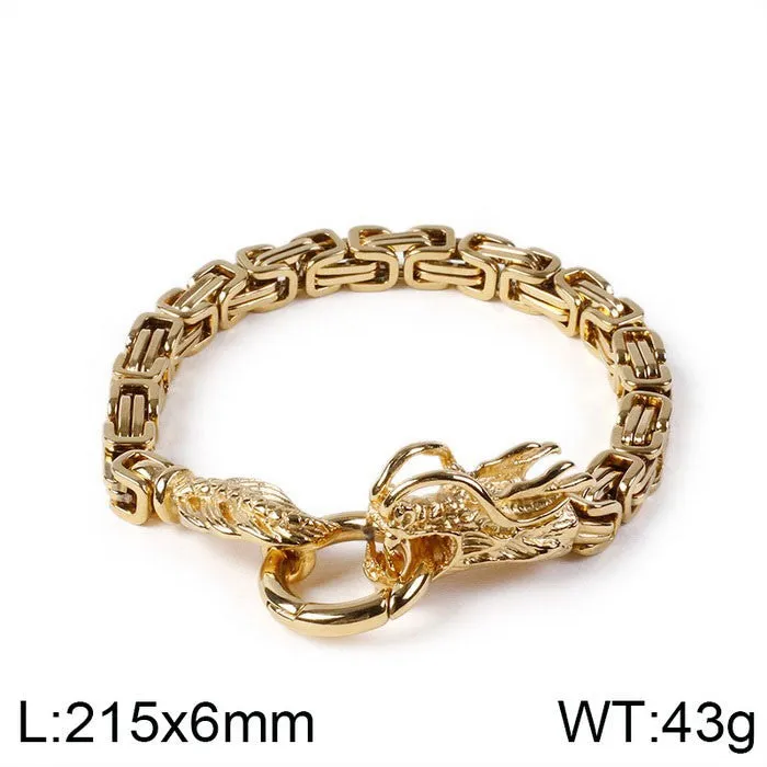 Men's Stainless Steel Dragon Bracelet - European and American Ethnic Style Fashion Accessory