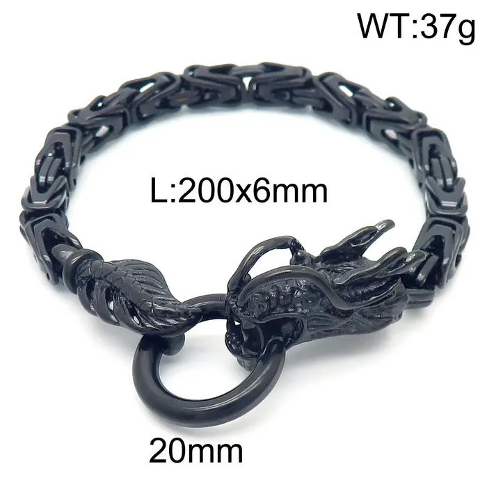 Men's Stainless Steel Dragon Bracelet - European and American Ethnic Style Fashion Accessory