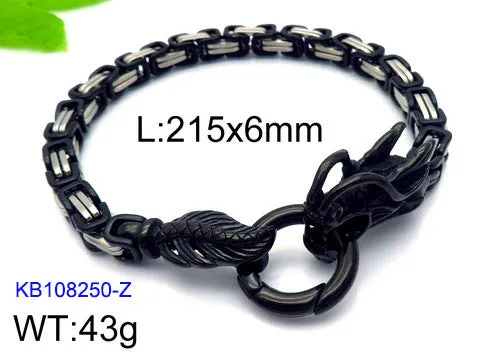 Men's Stainless Steel Dragon Bracelet - European and American Ethnic Style Fashion Accessory