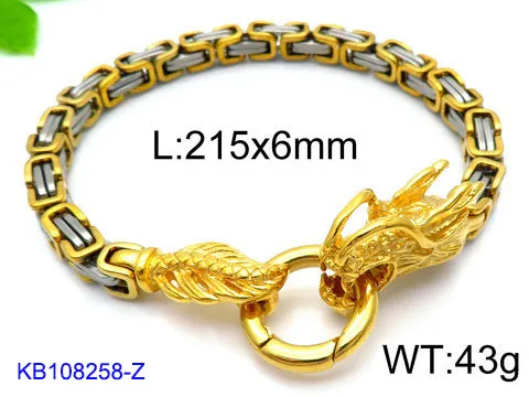 Men's Stainless Steel Dragon Bracelet - European and American Ethnic Style Fashion Accessory