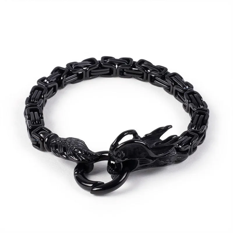 Men's Stainless Steel Dragon Bracelet - European and American Ethnic Style Fashion Accessory