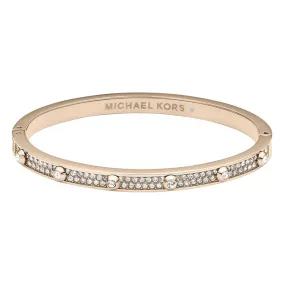 Michael Kors Heritage Rose Gold Tone Astor Hinge Pave Stud Bracelet MKJ3269