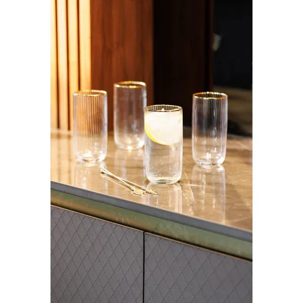 Mikasa Sorrento 4-Piece Crystal Highball Glass Set, 510ml