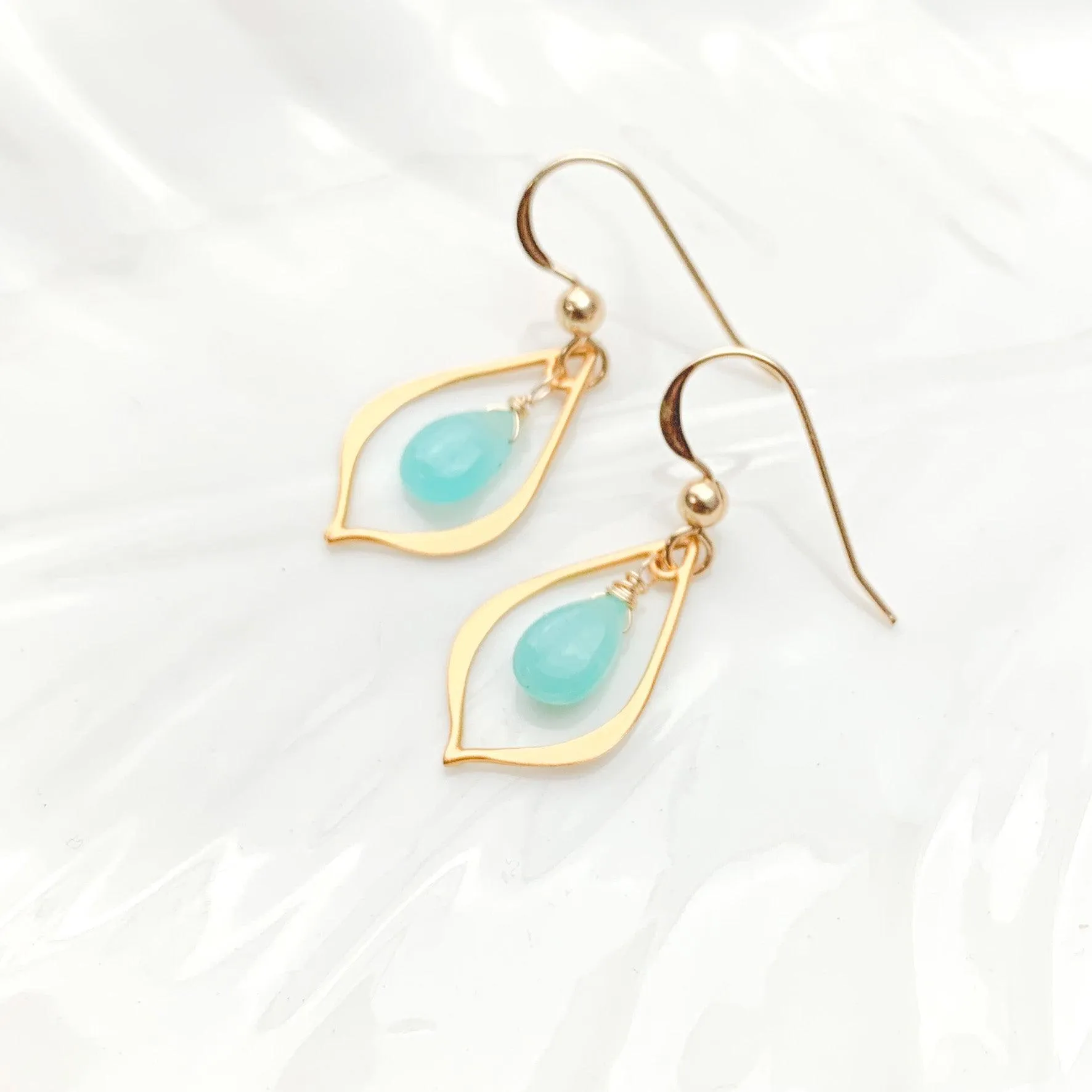 Mini Amazonite Petal Earrings