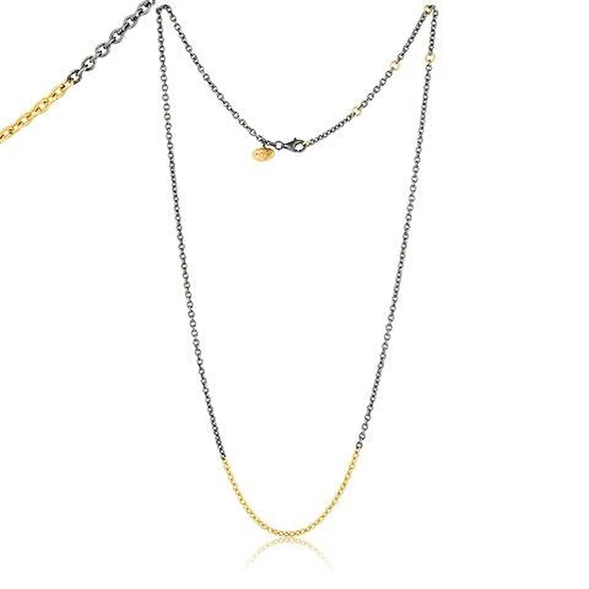 Mixed Metal Chain with 23.5k Gold & Silver Mixed Rolo Chain