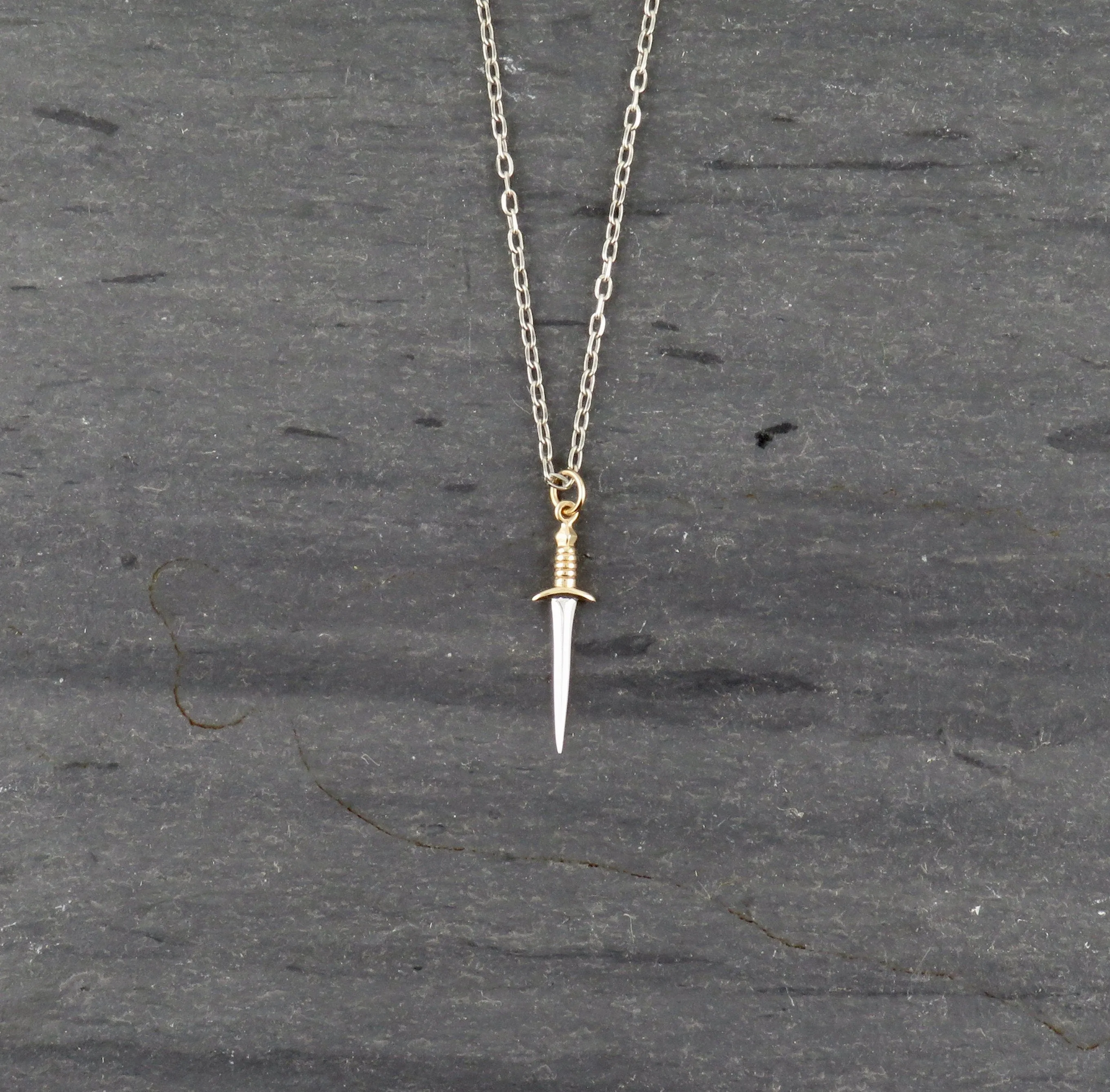 Mixed Metal Dagger Necklace - Medium