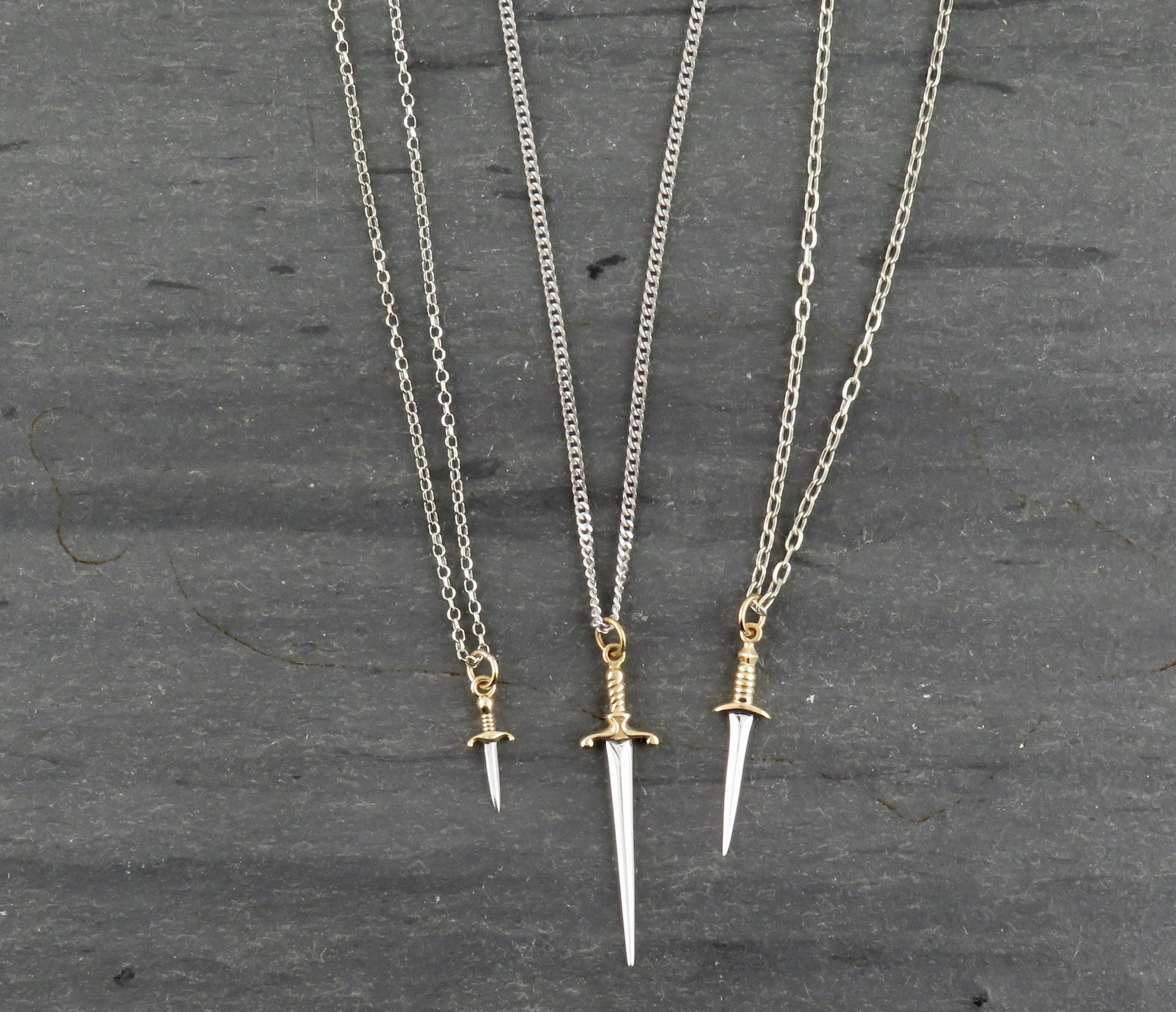 Mixed Metal Dagger Necklace - Medium