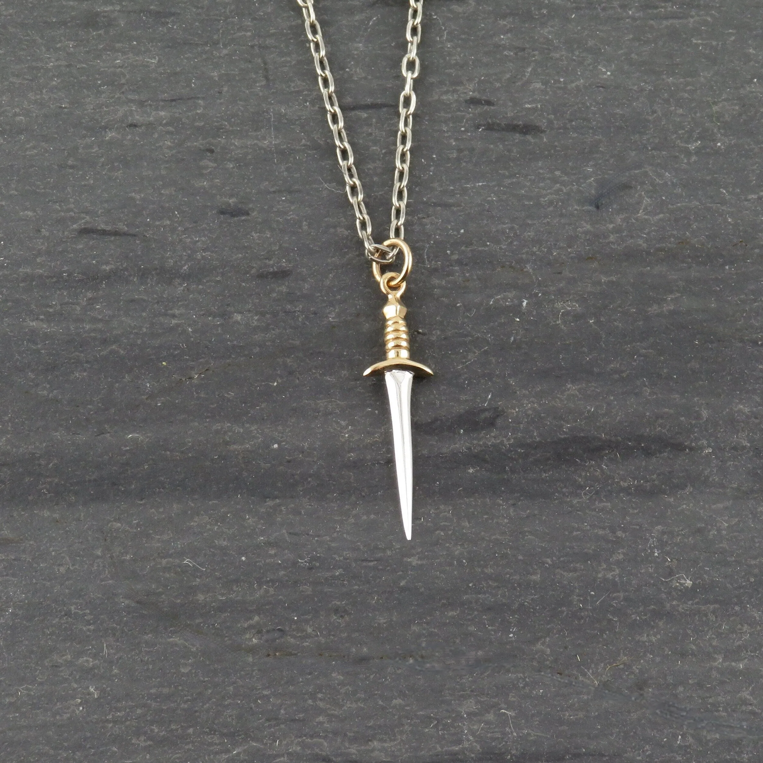 Mixed Metal Dagger Necklace - Medium