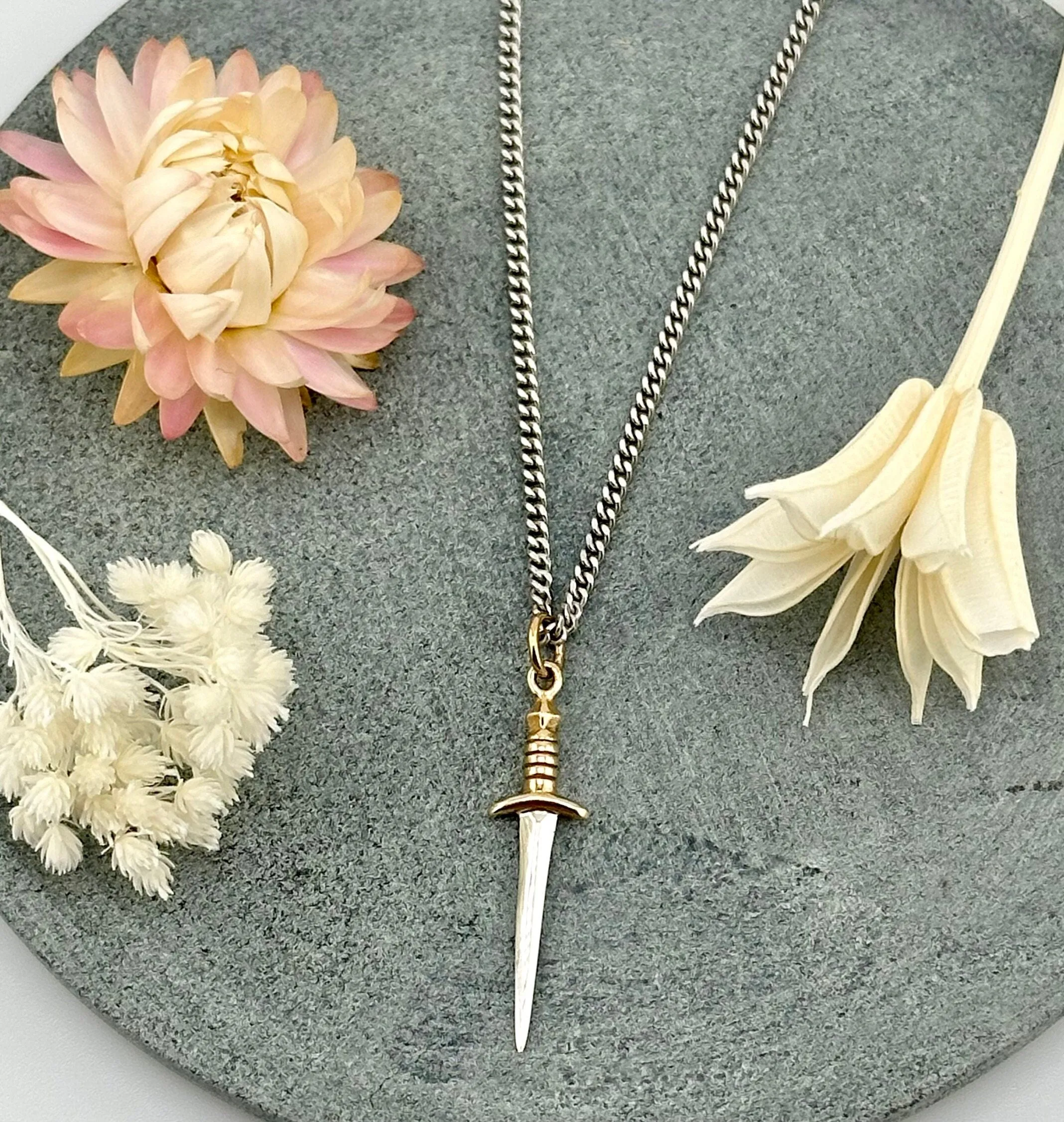 Mixed Metal Dagger Necklace - Medium