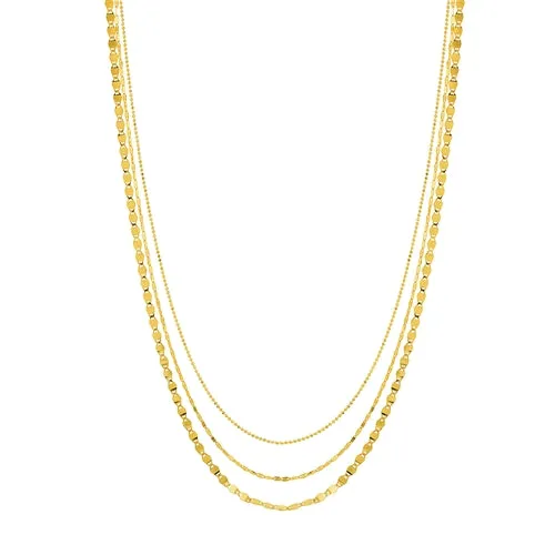 Mixed Triple Strand Chain Necklace