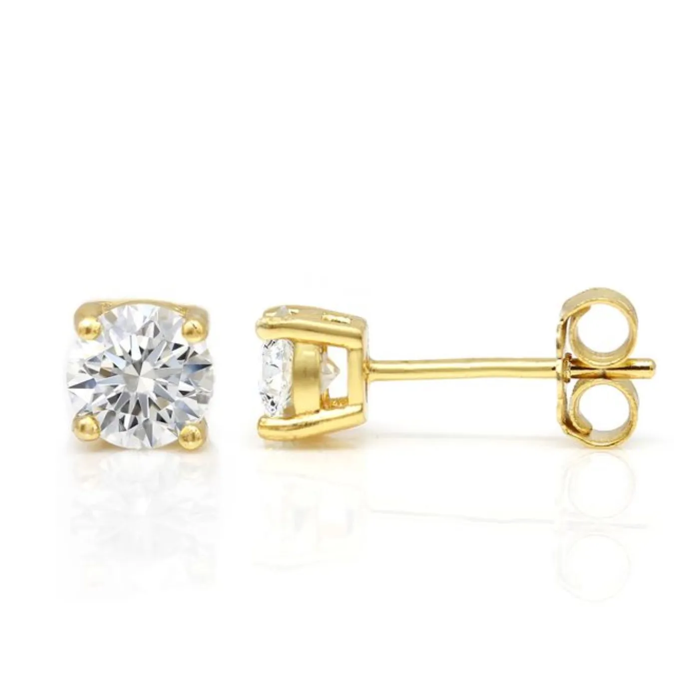 Moissanite 0.5ct Stud Earrings - Yellow Gold