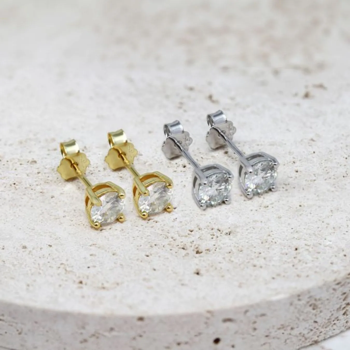 Moissanite 0.5ct Stud Earrings - Yellow Gold