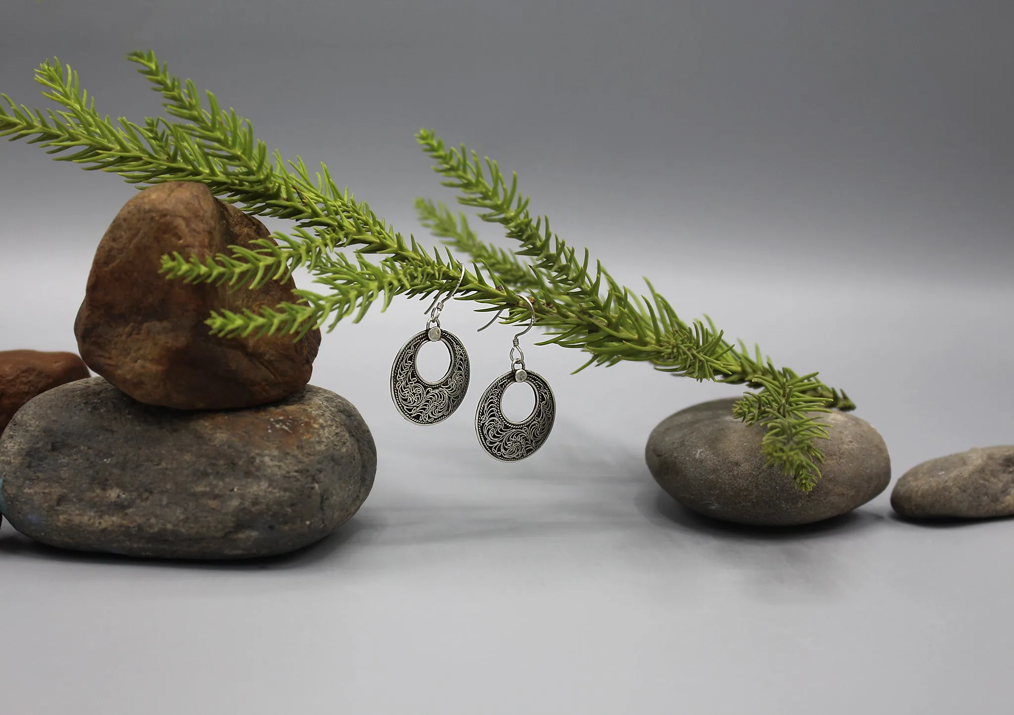 Moon Filigree Sterling Silver Earrings