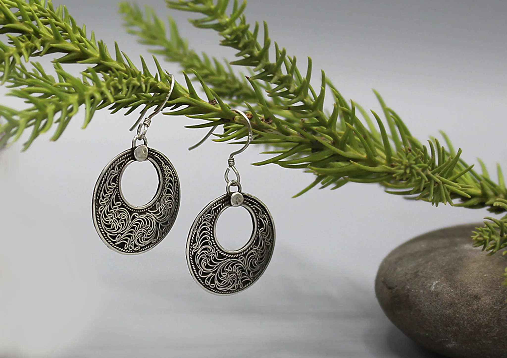 Moon Filigree Sterling Silver Earrings