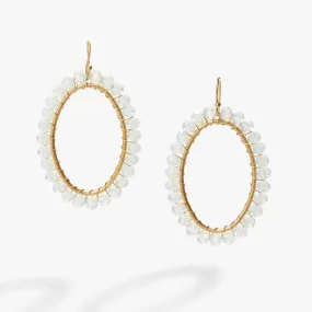 Moonstone Beaded Hoop Earrings