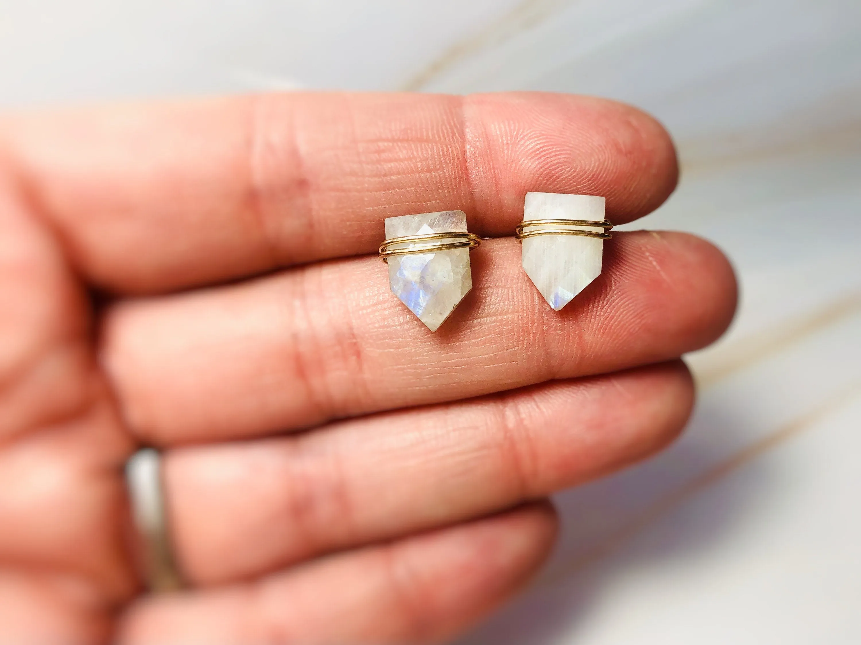 Moonstone Earrings Sterling Silver Studs