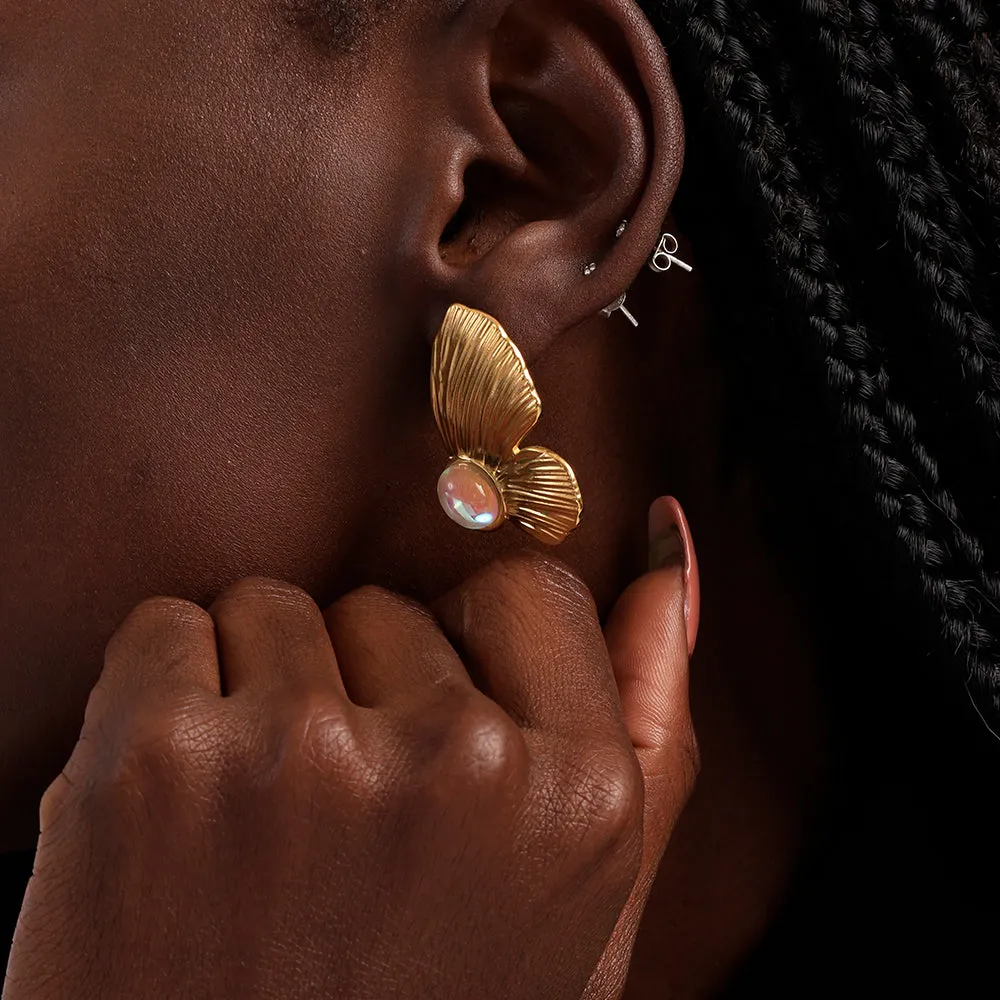 Moonstone Petal Earrings