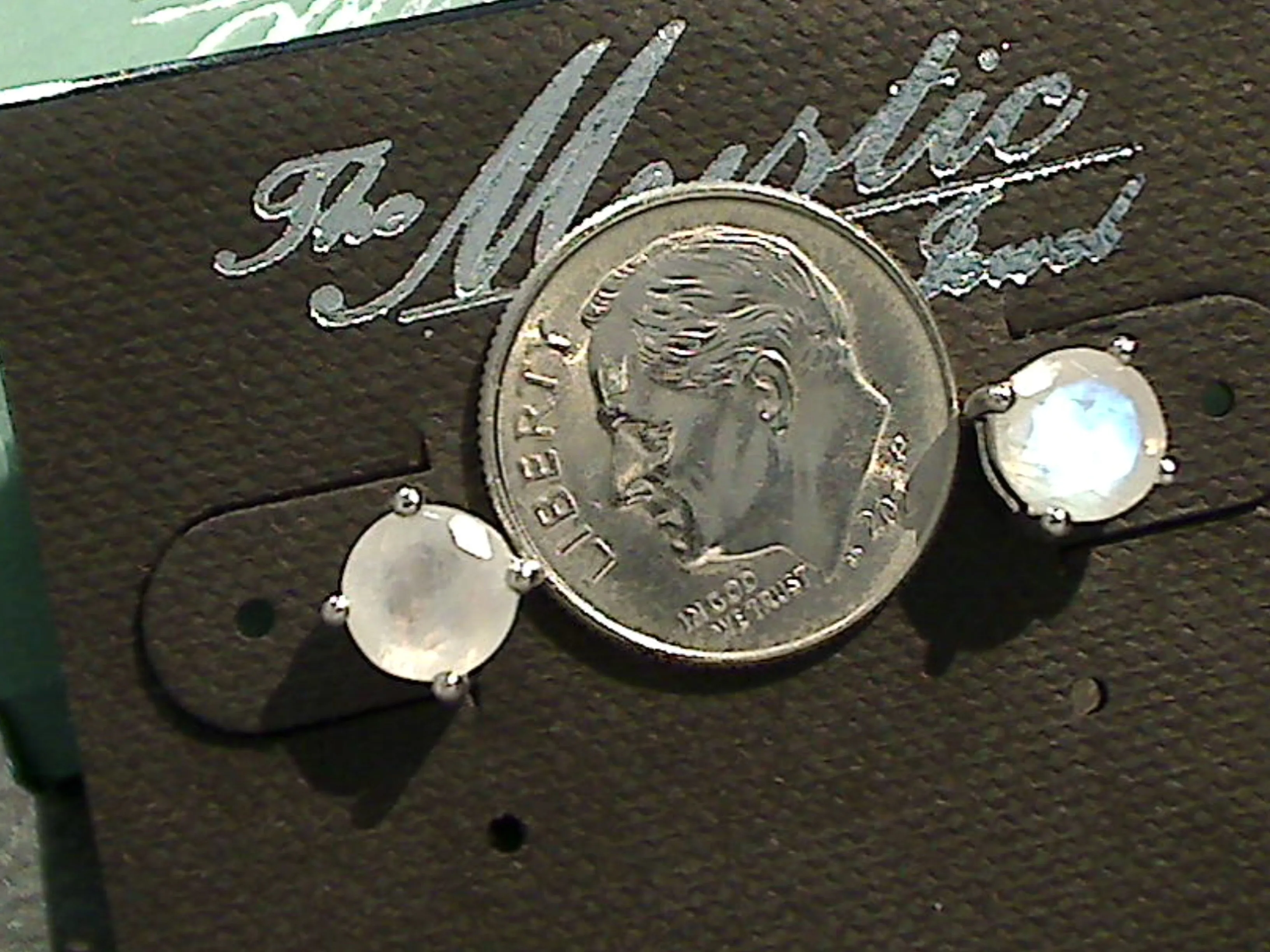 Moonstone, Sterling Silver 6MM Stud Earrings