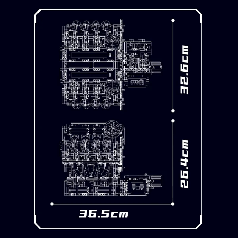 Motorised Italian V8 Engine 2717pcs