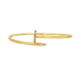 Mountz Collection Diamond Nail Oval Flex Bangle in 14K Yellow Gold