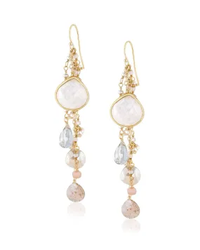 Multi Cluster Moonstone Dangle Earrings